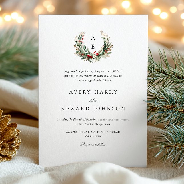 Invitation Elégant Mariage d'hiver de vacances (Créateur téléchargé)