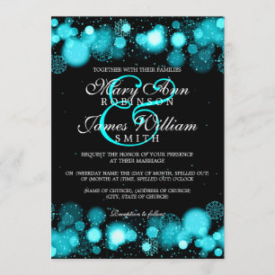 Invitation Élégant Mariage d'hiver Turquoise Lights