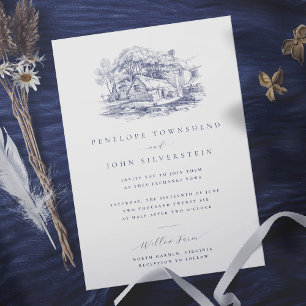 Invitation Élégant Mariage d'illustration de ferme rustique