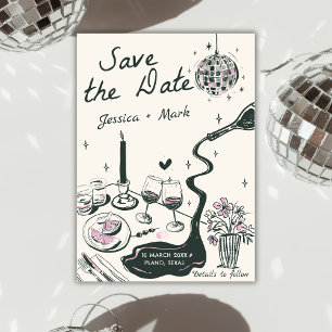 Invitation Élégant Mariage Disco Enregistrer La Date