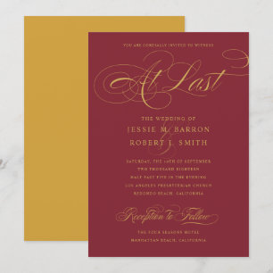 Invitation Élégant Mariage D'Or Bourgogne À Dernière Calligra