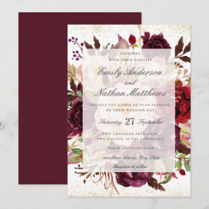 Invitation Élégant Mariage d'or de Bourgogne