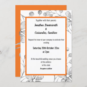 INVITATION ÉLÉGANT MARIAGE D'ORANGE BLANC BLANC EN ARGENT BOT