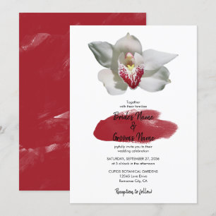 Invitation Elégant mariage d'orchidée bordeaux blanc Invitati