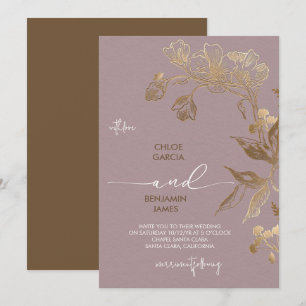 Invitation Elégant Mariage d'orchidée dorée