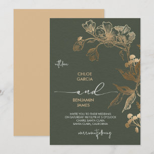 Invitation Elégant Mariage d'orchidée dorée