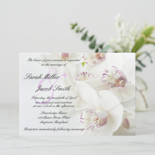Invitation Elégant Mariage d'orchidées blanches et violettes