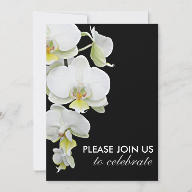 Invitation Élégant Mariage d'orchidées blanches/Invitations d (Devant)