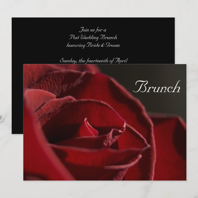 Invitation Élégant Mariage du Red Rose Post Brunch (Devant / Derrière)