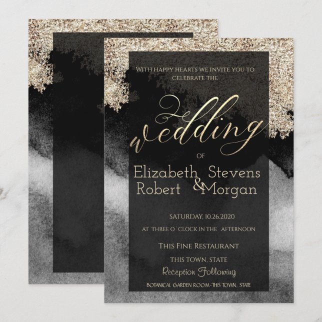 Invitation Élégant Mariage élégant et chic (Devant / Derrière)
