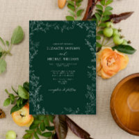 Élégant Mariage émeraude moderne vert minimal feui