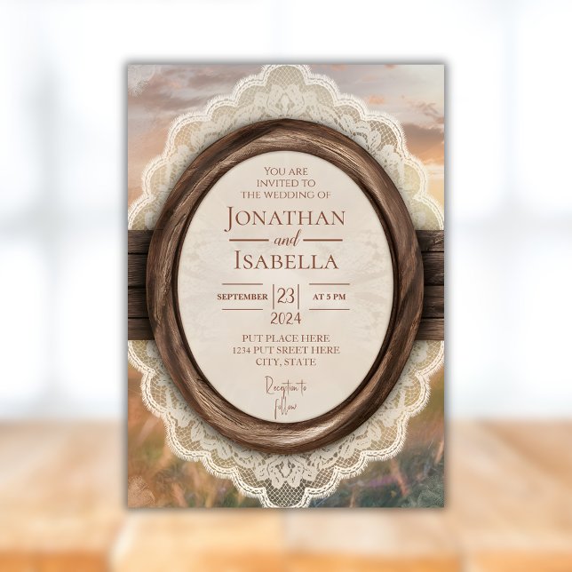 Invitation Élégant Mariage en bois rustique (Créateur téléchargé)