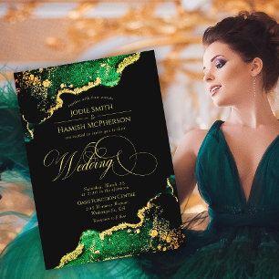 Invitation Élégant Mariage en bronze vert émeraude