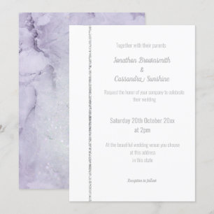 INVITATION ÉLÉGANT MARIAGE EN MARBRE D'ARGENT LILAC