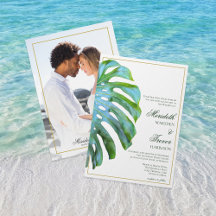 Élégant Mariage en or vert de la feuille tropicale