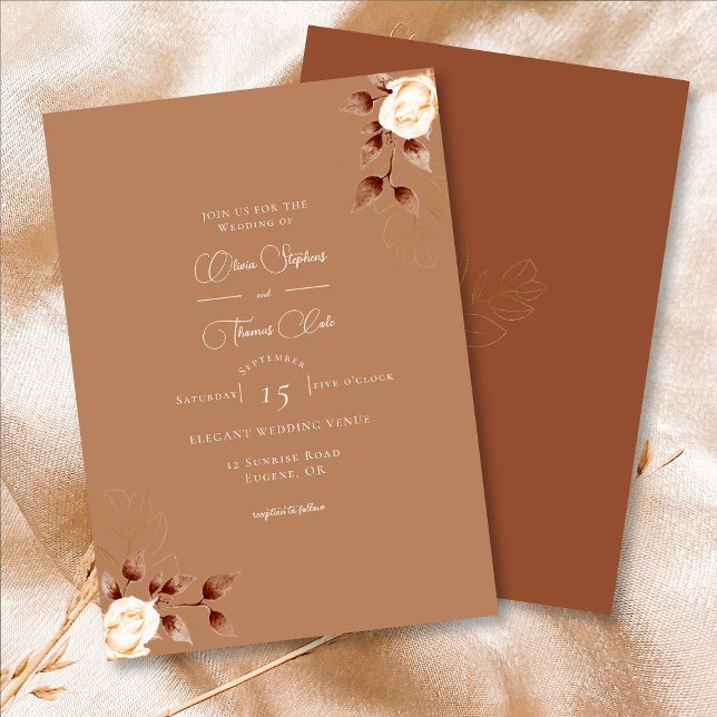 Invitation Élégant Mariage en terre cuite Eucalyptus orange (Créateur téléchargé)