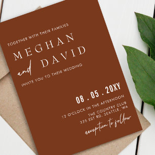 Invitation Élégant Mariage en terre cuite simple écrit à la m