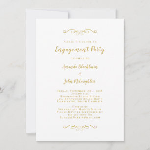 Invitation Élégant Mariage Engagement Party Gold romantique