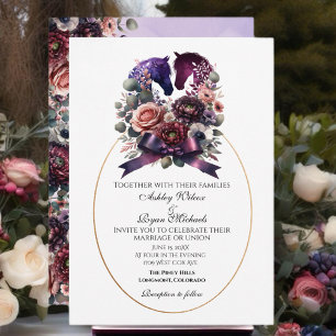 Invitation Elégant Mariage équestre aquarelle