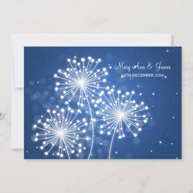 Invitation Elégant Mariage Été Étincelle Sapphire Bleu (Devant)