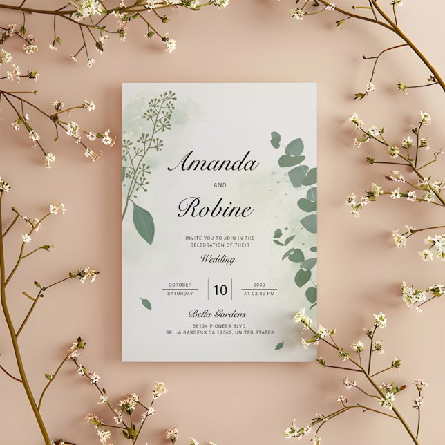 Invitation Élégant Mariage Eucalyptus (Créateur téléchargé)