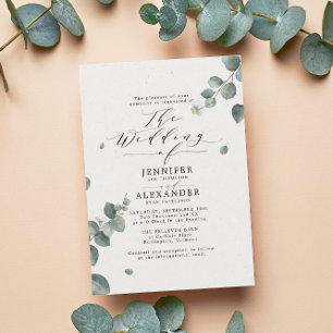 Invitation Elégant Mariage Eucalyptus tout en un RSVP QR Code