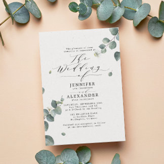 Invitation Elégant Mariage Eucalyptus tout en un RSVP QR Code