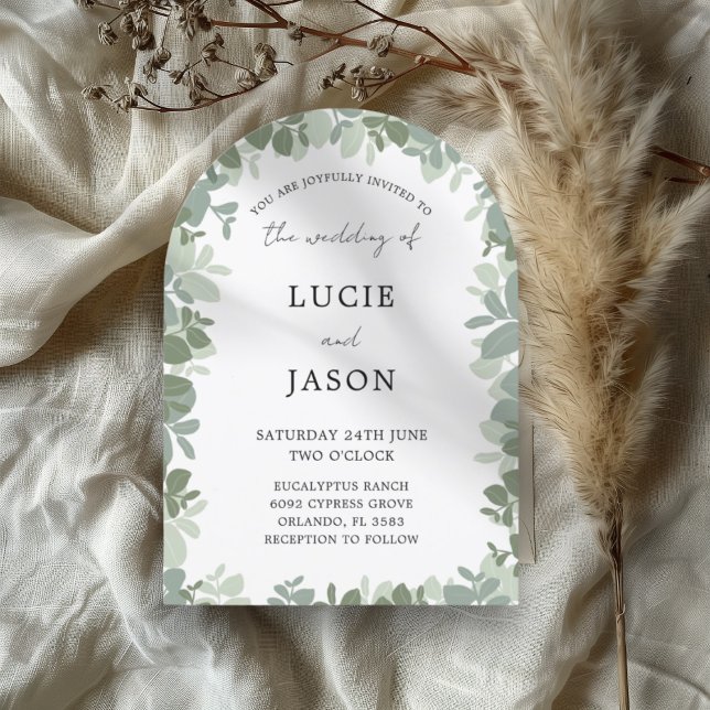 Invitation Élégant Mariage Eucalyptus vert Arch Sage (Créateur téléchargé)