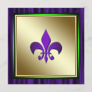 Invitation Élégant Mariage Fleur De Lis Mardi Gras