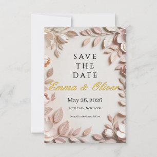 Invitation Élégant Mariage Fleur Luxueux Enregistrez la Date