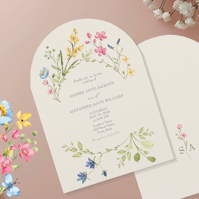 Invitation Élégant Mariage Fleur sauvage (Créateur téléchargé)