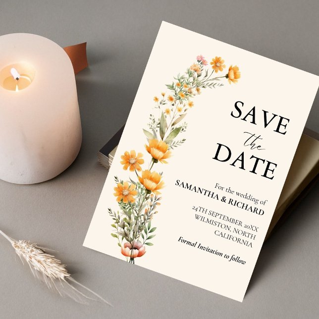 Invitation Elégant Mariage Fleur sauvage Meadow Enregistrer L (Créateur téléchargé)