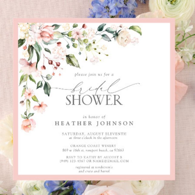 Invitation Elegant Mariage Fleural Aquarelle Rose (Blush Blooms Await You: Join Us for a Bridal Shower to Remember)