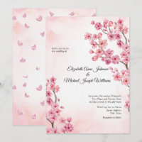 Élégant Mariage fleuri Sakura rose cerise