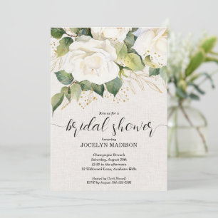 Invitation Élégant Mariage Fleurs Blanches Enterrement de Vie