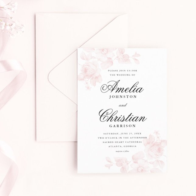 Invitation Élégant mariage floral  (Créateur téléchargé)