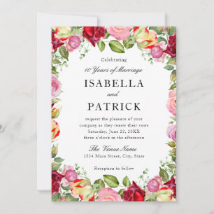 Invitation Élégant Mariage Floral Anniversaire Renouvellement