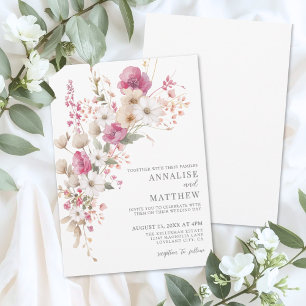 Invitation Élégant mariage floral aquarelle de fleurs sauvage