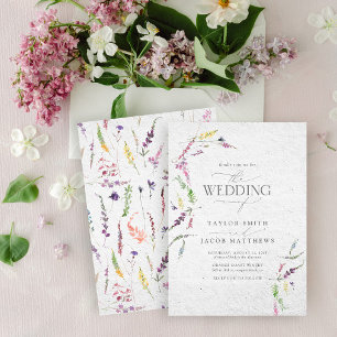 Invitation Élégant mariage floral aquarelle de fleurs sauvage