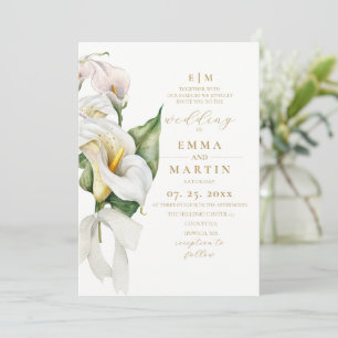Invitation Élégant mariage floral aquarelle Lily Calla