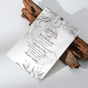 Invitation Élégant mariage floral aquarelle poussiéreux viole