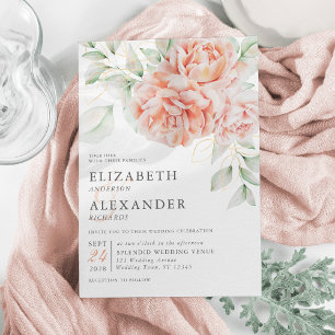 Invitation Élégant mariage floral aquarelle rose