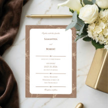 Élégant Mariage Floral Art Linéaire Mocha
