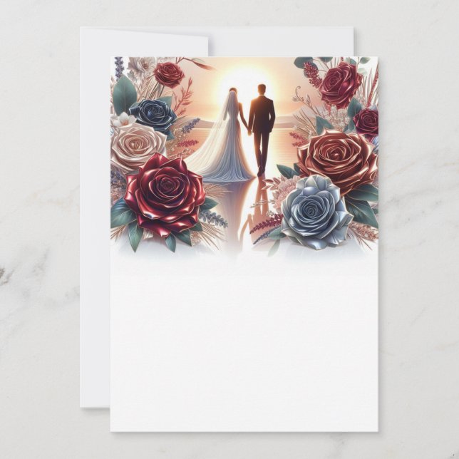 Invitation Élégant Mariage floral blanc de mariée et de chamb (Devant)