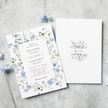 Élégant mariage floral bleu blanc vert