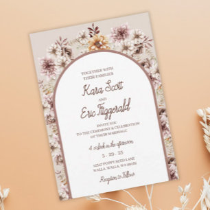 Invitation Elégant Mariage floral Bohème
