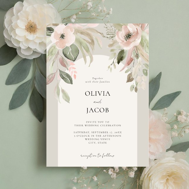 Invitation Élégant Mariage floral Boho (Créateur téléchargé)