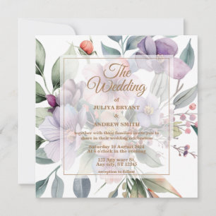 Invitation Elégant Mariage floral botanique aquarelle