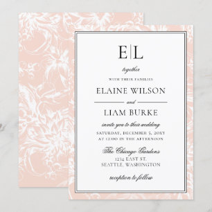 Invitation Élégant Mariage floral brillant Monogram
