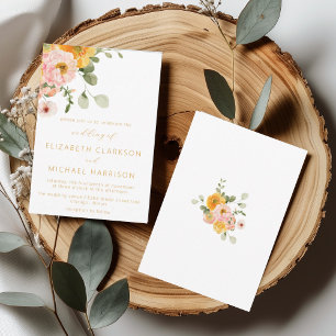 Invitation Élégant Mariage floral d'automne Marigold Blush